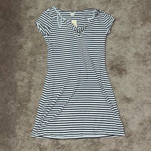 Blue and white striped dress